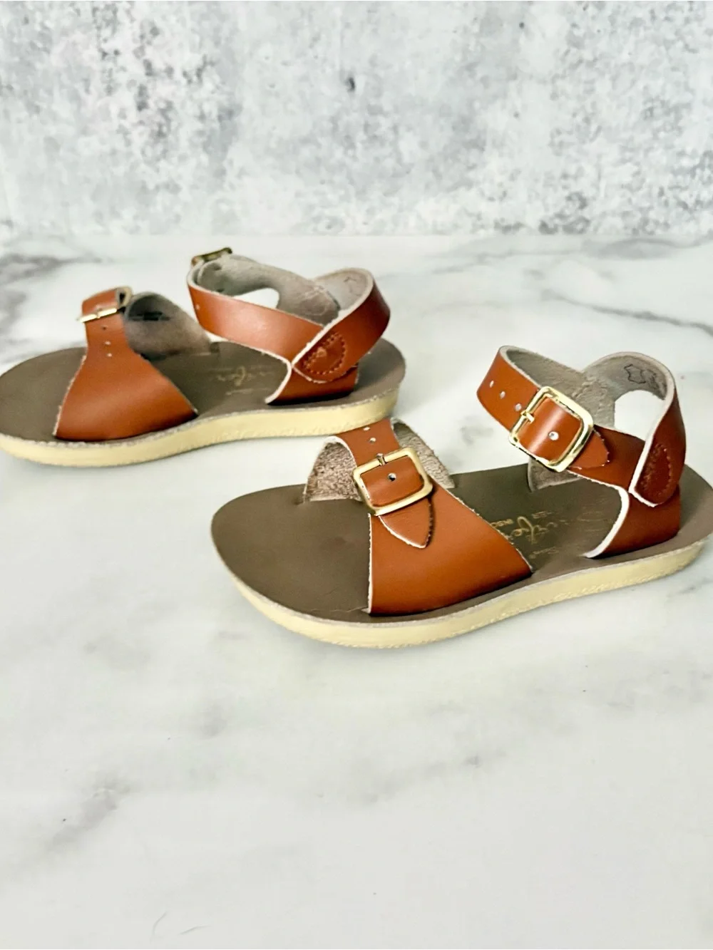 Salt Water Sun-San Surfer Tan Leather Sandals Toddler Size 8